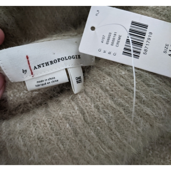 🆕 Anthropologie Ruffled Turtleneck Poncho in Beige - Picture 8 of 8